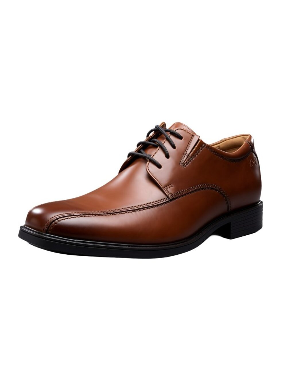 Clarks Mens Whiddon Pace Oxford Brown Leather Dress Shoes